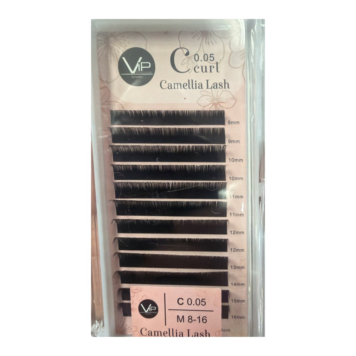 VIP Camellia Lash Extensions 0.05 mm | C & D Curl 12-Line Mix (8–16 mm)
