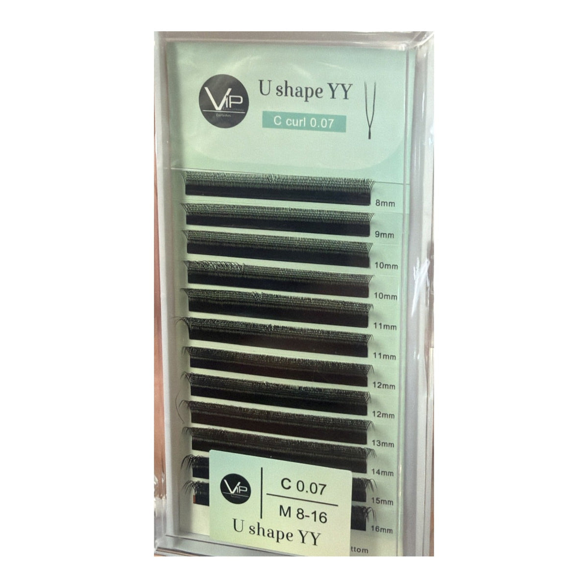 VIP Lashes U Shape Lash Extensions 0.07 mm | YY, 3D, 4D & 5D 12-Line Mix (8–16 mm)
