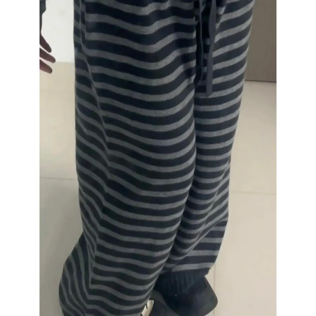 Grunge Stripe Knit Wide Leg Pants
